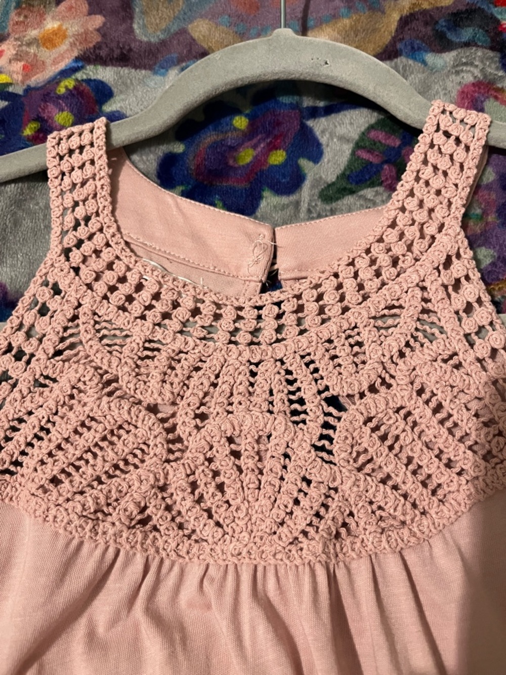 MAURICES Boho Light Pink Crochet Detail Tank Size XS - Picture 6 of 9